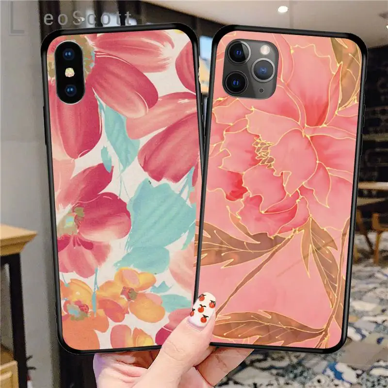 

Beautiful Flower Leaf Phone Case for iPhone 11 12 pro XS MAX 8 7 6 6S Plus X 5S SE 2020 XR cover funda shell coque