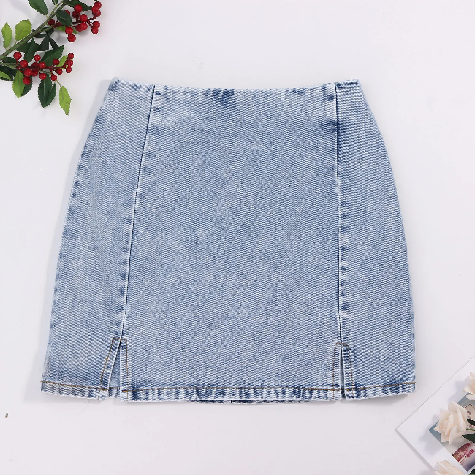 

Fashion Women's Summer Skirt All-match Sexy High Waist Soild Color Split Fork Irregular Denim Skirt vestidos de mujer casual L1