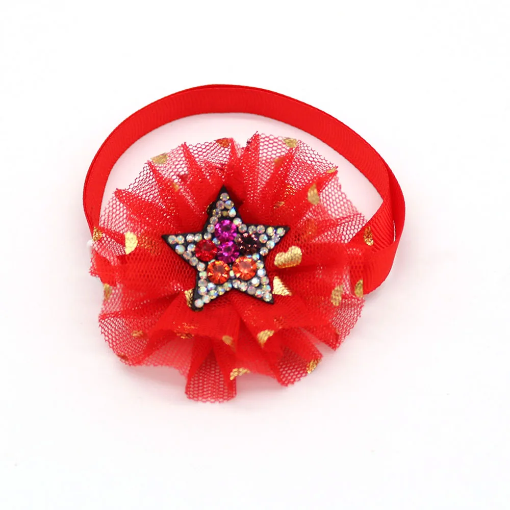 30 шт галстук-бабочка для собаки Новый стиль смешанный цвет кружева с бриллиантом