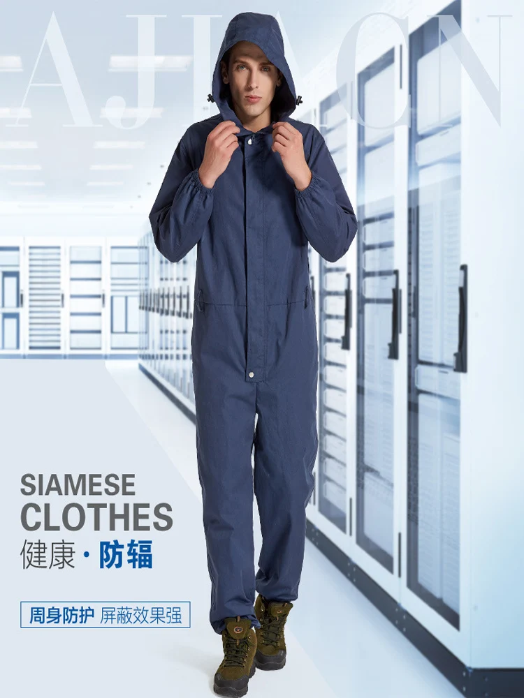 Stainless steel fiber electromagnetic radiation protection coverall suit,workwear,computer EMR clothing,EMF shield work clothes