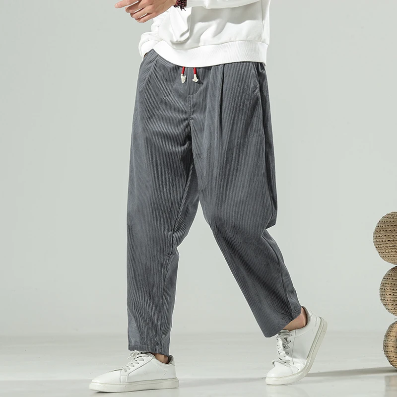 

2020 Chinese Style Corduroy Trousers Plus Size Loose Straight Casual Pants 5XL Men Clothing Harajuku Sweatpants Male