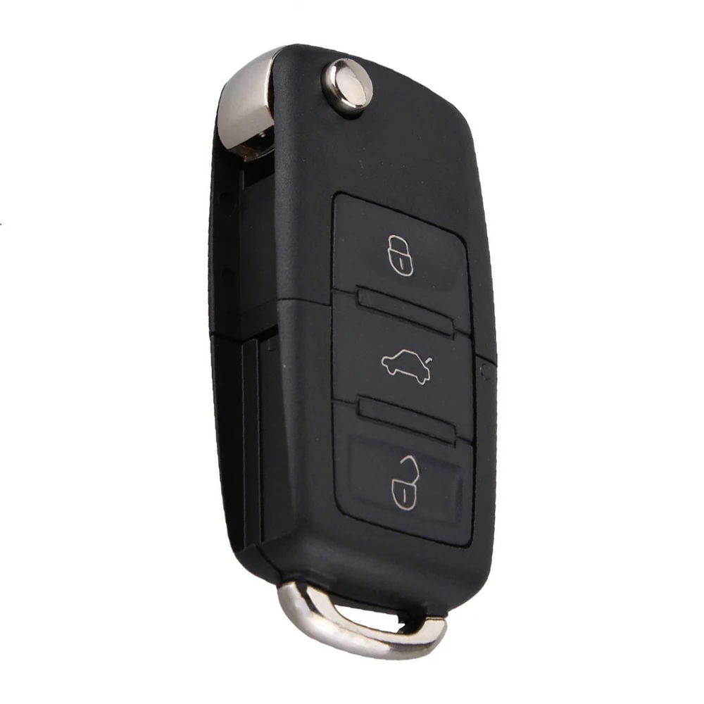Складной чехол для автомобильного ключа брелка с 3 кнопками черный стайлинга Jetta