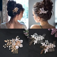 handmade hairpin fashion tiaras pearl tiara flower headband crystal headpiece bridal headdress wedding hair accessories jewelry