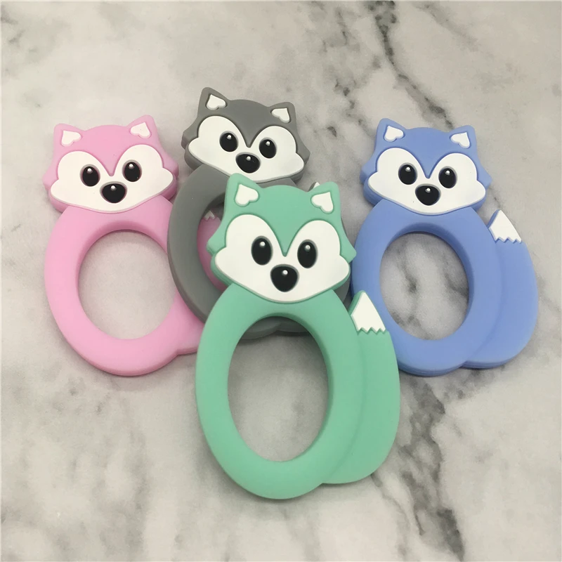 

1pc Fox Shaped Silicone Teether Baby Teething Chewed Silicone Beads BPA Free Food Grade Teethers Necklace Nursing Toys