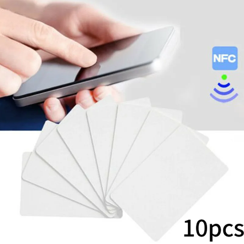 

10pcs Phone NFC Card Chips Mobile Phone Portable NFC Tags 13.56Mhz PVC Ntag215 Chips White Cards