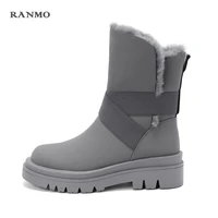 2022 wool high quality genuine leather women ankle boots outdoor casual fashion new platforms round toe winter warm shoes woman