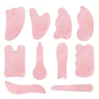 Камень для акупунктурного массажа лица, из натурального розового кварца, нефрита, гуаши, розового кварца, массаж скребком гуаша