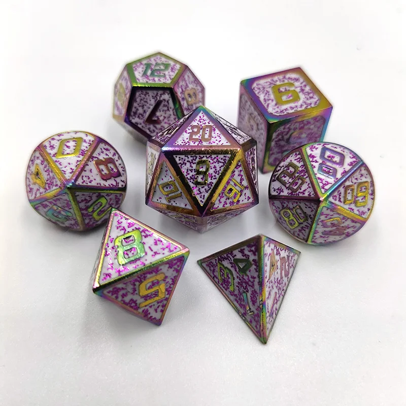 7 шт./лот многогранные металлические кубики Набор кубиков D &amp многослойные кости