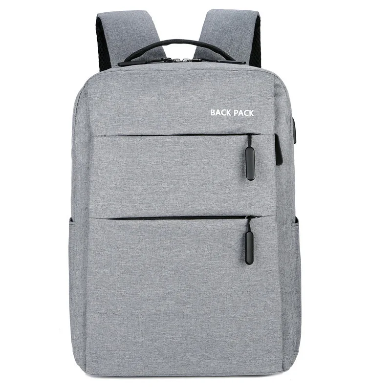 

New Solid Color Retro Style Business Backpack Men and Women Middle School Students Simple Double Zipper Computer Backpack