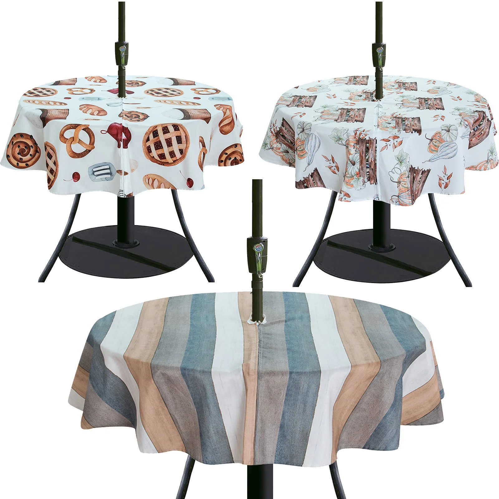 Outdoor Tablecloth With Umbrella Hole Round Waterproof TableCover Overlays Wedding Decoration Banquet Dining Table Cover Cloth | Дом и сад