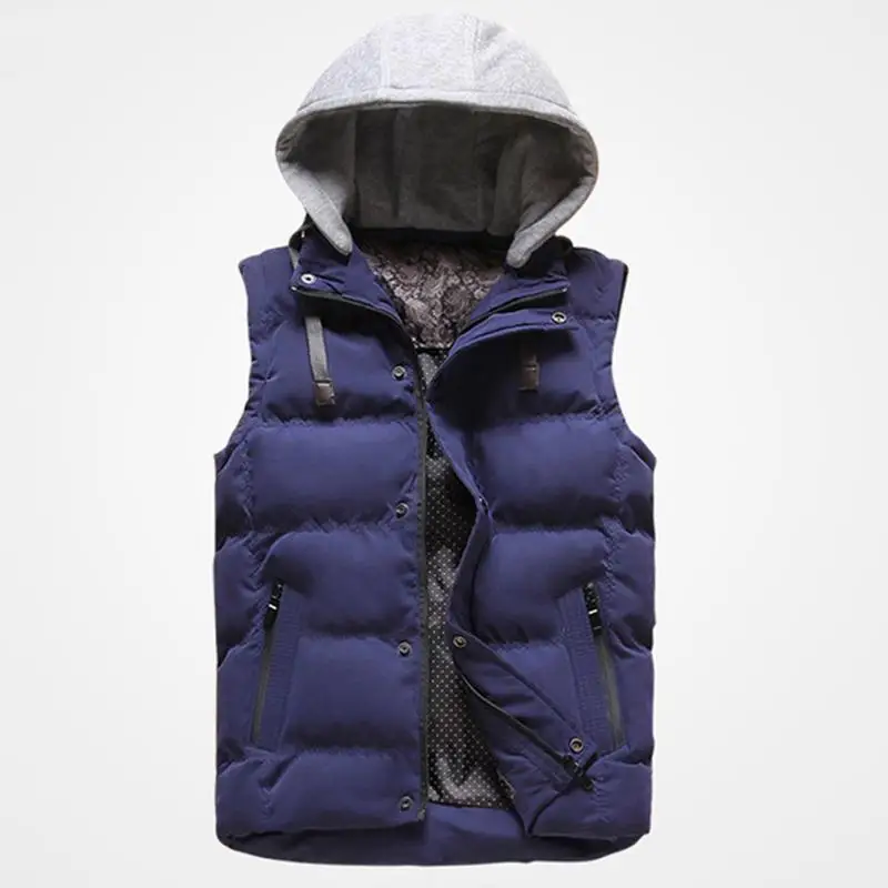 Thicken Hooded Sleeveless Boys' Slim High Quality Large Size XXXXL Men's Parka Coat Casual Zipper Warm Winter Men Parka Fashion