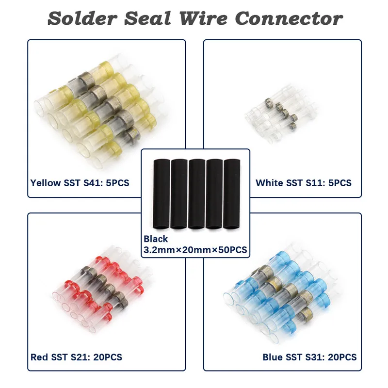 100 шт. Термоусадочные Провода соединители соединитель припоя рукава встык с