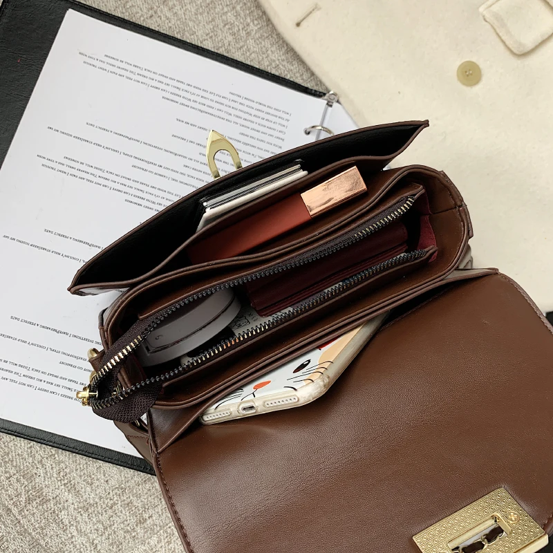 

Female Clamshell PU Leather Chain Shoulder Bag Rhombus Plaid Pattern Small Square Handbags Women Vintage Elegant Crossbody Bags
