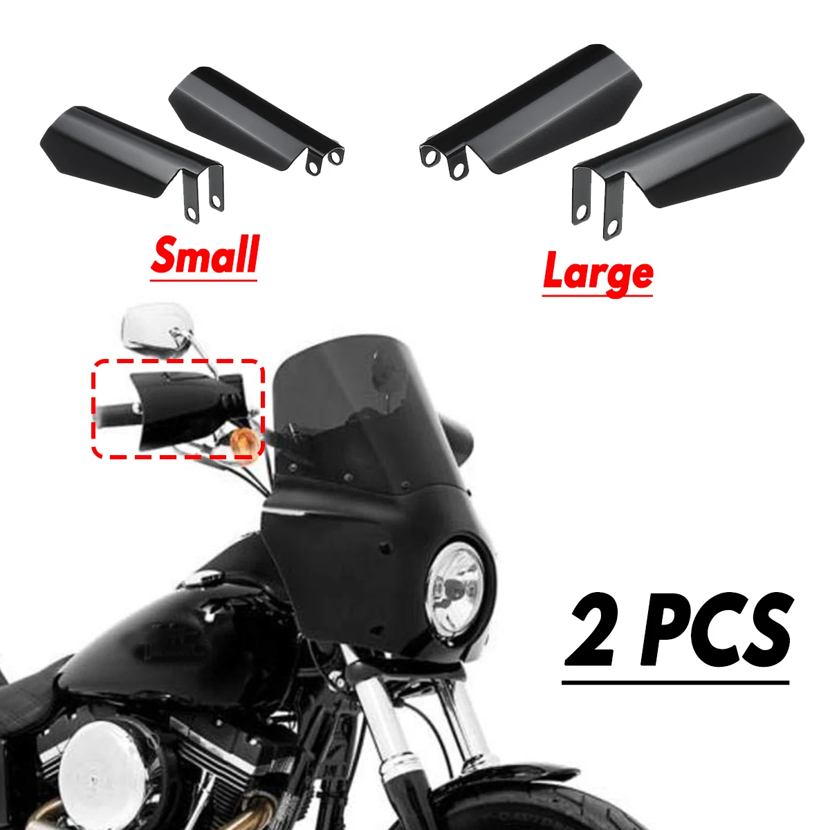 

1Pair Stainless Steel Glossy Black Shade Hand Guard Handguards Dyna Baggers Wind Falling Protection handguard cover