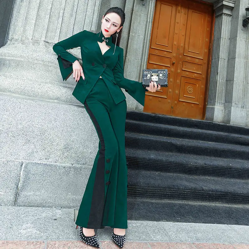 Женский офисный костюм из двух предметов элегантный облегающий пиджак и