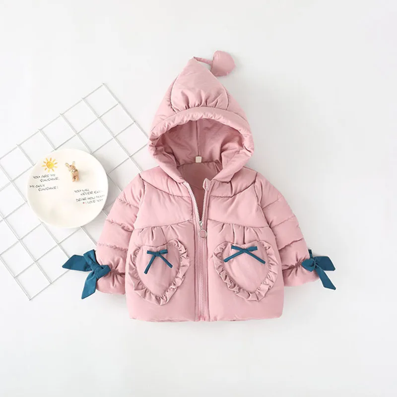 Новинка зимы 2022 однотонное утепленное детское хлопковое пальто с капюшоном