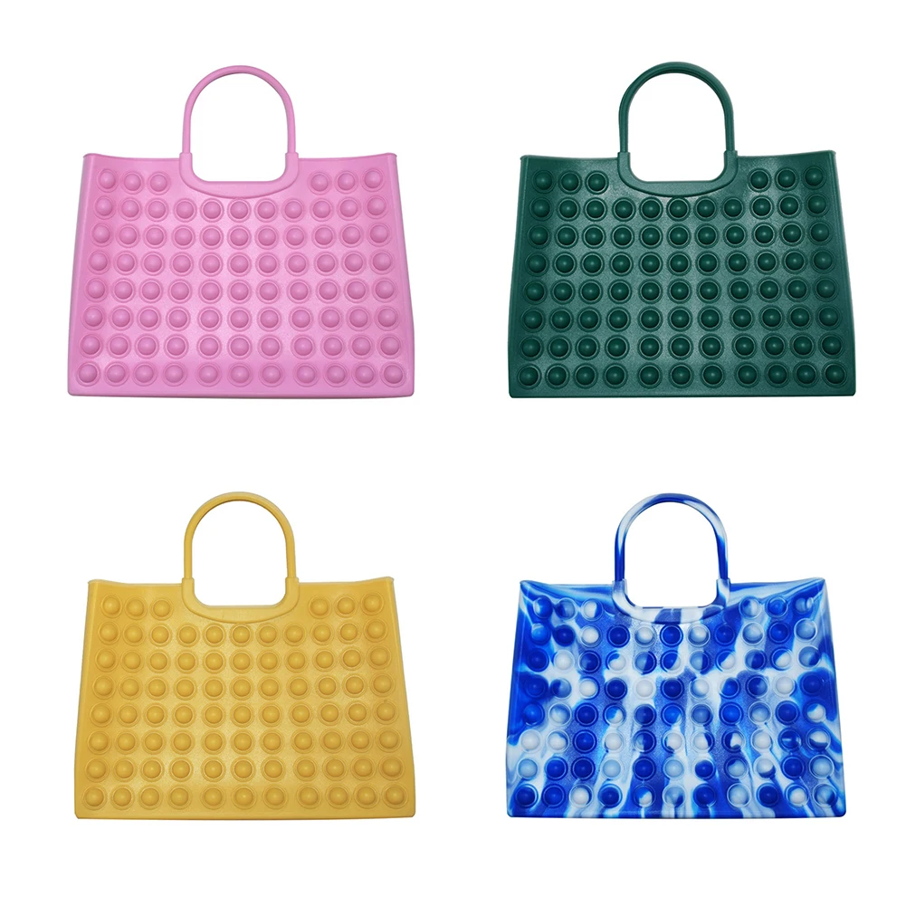 

Fashion Women's Latest Beautiful Rainbow Silicon Crossbody Shoulder Bag Casual Ladies Handbags Sensory Poppet Fidget Toy Bag