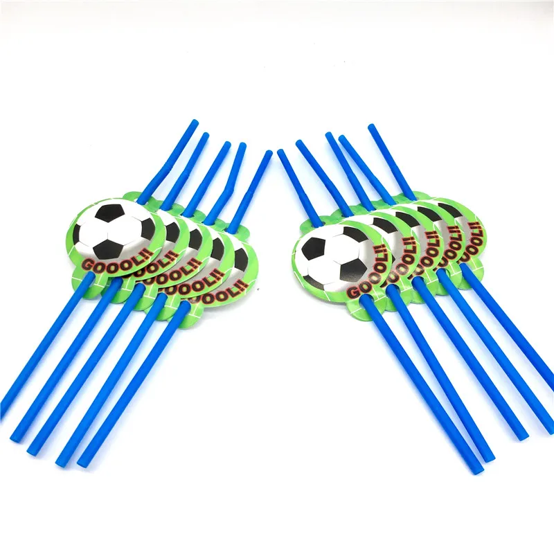 

158/95 pcs Green Football Theme Kids Birthday Party Favor Disposable Decorations Tableware Supplies Cup Napkin Straw Blowout Hat