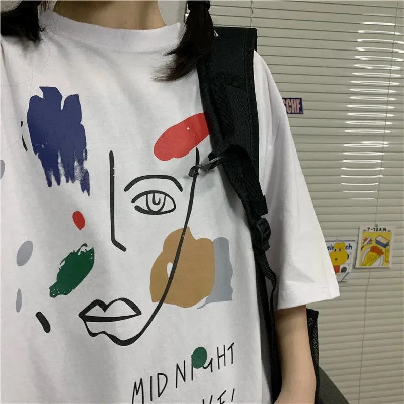 

Футболки женские с круглым вырезом и рисунком, с коротким рукавом