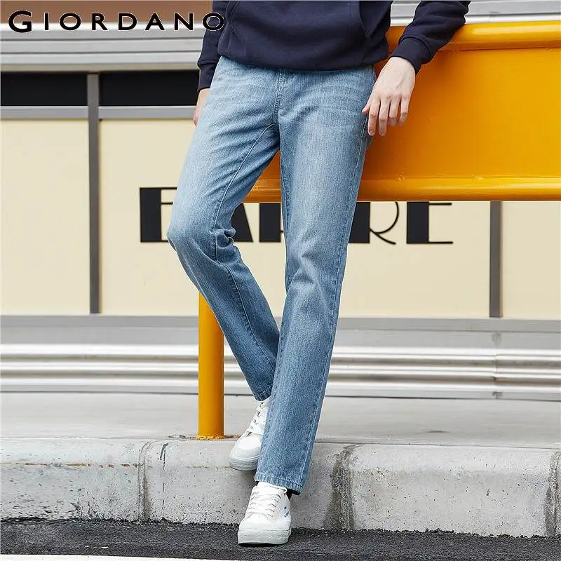 Giordano мужские джинсовые брюки свободного кроя на средней талии из натурального