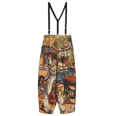 

LYNETTE'S CHINOISERIE Spring Autumn Women Original Design Colorful Artistic Painting Print Empire Waist Harem Pants