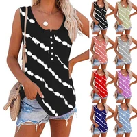 s 5xl 2021 summer womens round neck casual loose diagonal stripes sleeveless buttoned vest plus size clothing for women