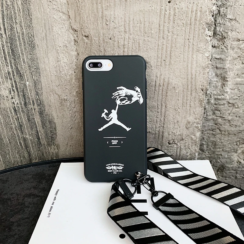 japan warrior style lanyard phone case for iphone 12 11 pro max x xr xs max 8 7 6 s plus off sport 3d relief silicon soft cover free global shipping