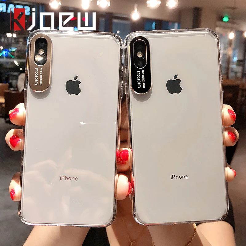 KJOEW прозрачные телефонные чехлы для iPhone XS Max XR 6 6S 7 8 Plus металлический объектив с