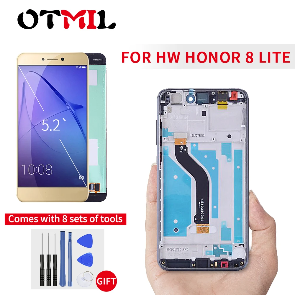5 2 &quotдля HUAWEI Honor8 Lite ЖК дисплей сенсорный экран с рамкой для Honor 8 Замена lcd @|Экраны