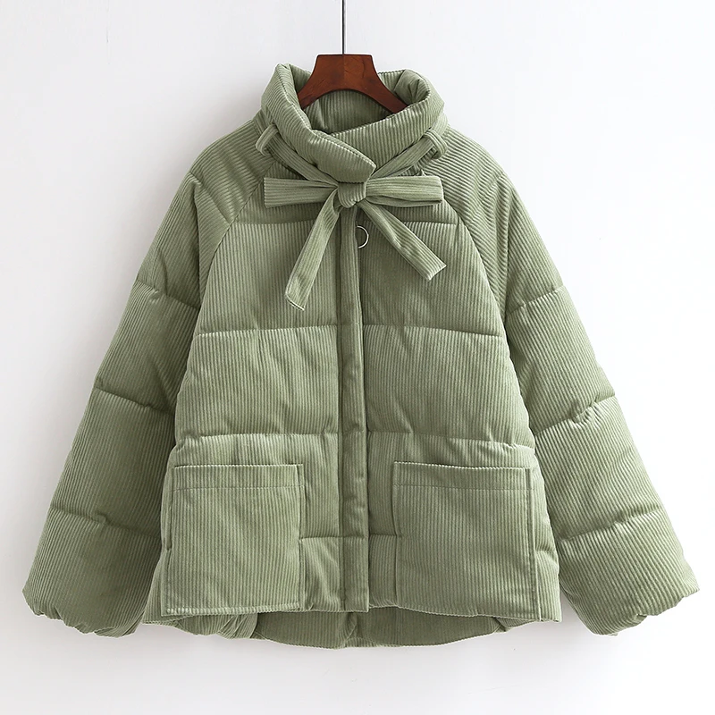 Вельветовая стеганая хлопковая куртка женская зимняя модная утепленная с