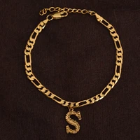 fashion gold color 26 english a z letter length 21cm10cm foot chain women bangle anklets dubai giving girl gifts jewelry