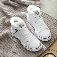 winter womens shoes 2021 lace up womens sports shoes snow ankle boots waterproof high top leather surface plush warmth