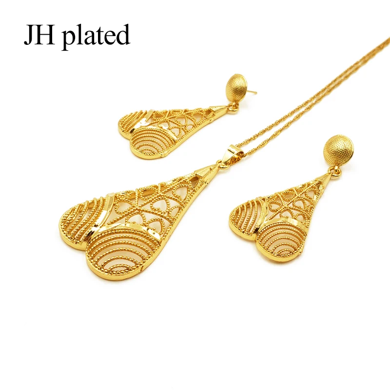 JHplated новинка 2019 Дубай модное ожерелье серьги с подвеской комплекты ювелирных