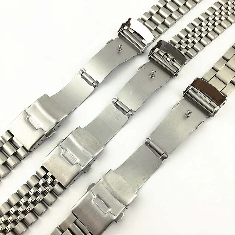 Stainless Steel WatchBand Strap Silver Polished Mens Luxury Bracelets Curved end Replacement for seiko SKX007 SKX009 20mm 22mm