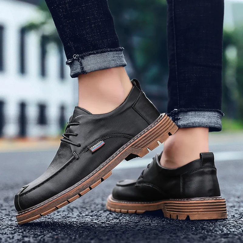 

Men Casual Shoes Breathable Men Walking Lace-up Genuine Leather Men Loafers Casual Shoes Slip On Men's Flats Male Driving Shoes