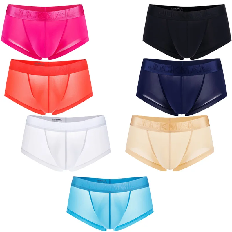 Мужские трусы боксеры желтые полупрозрачные шорты сексуальное нижнее белье