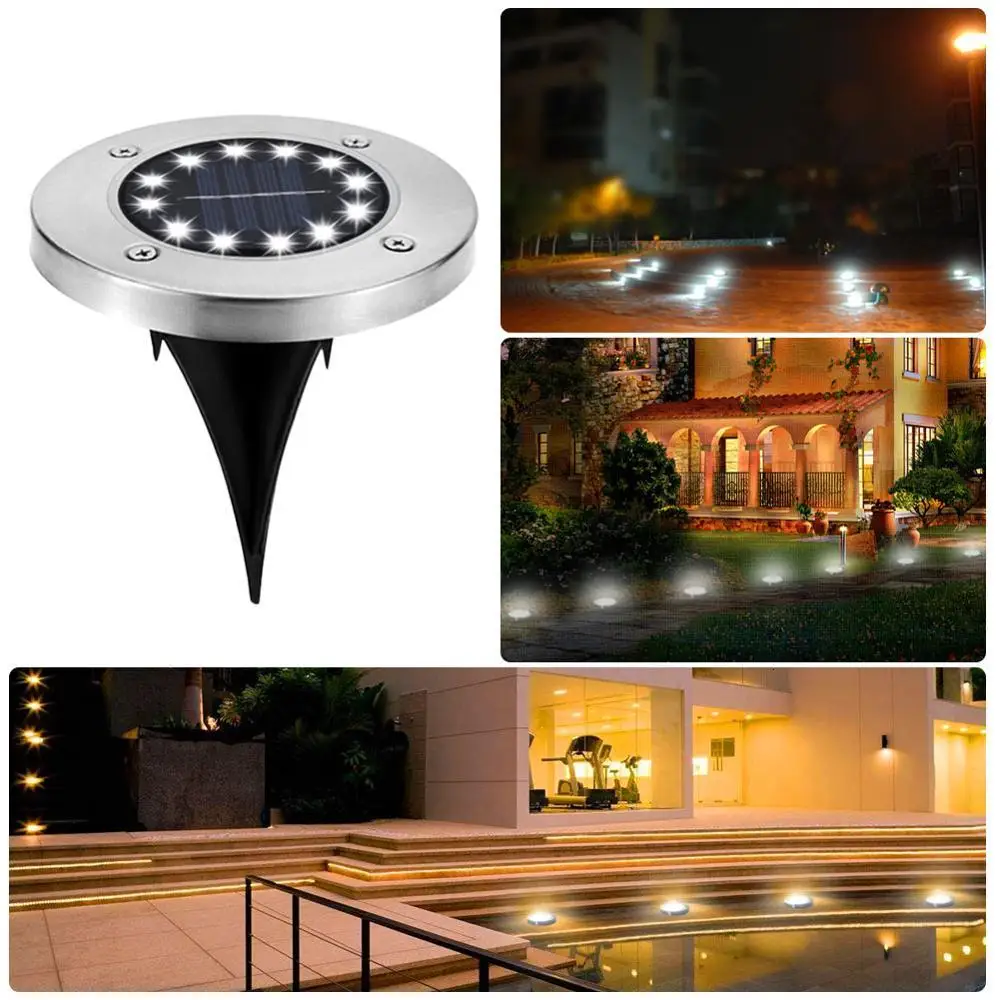 1 шт./4 шт. 12 светодиодов напольный светильник на солнечной энергии