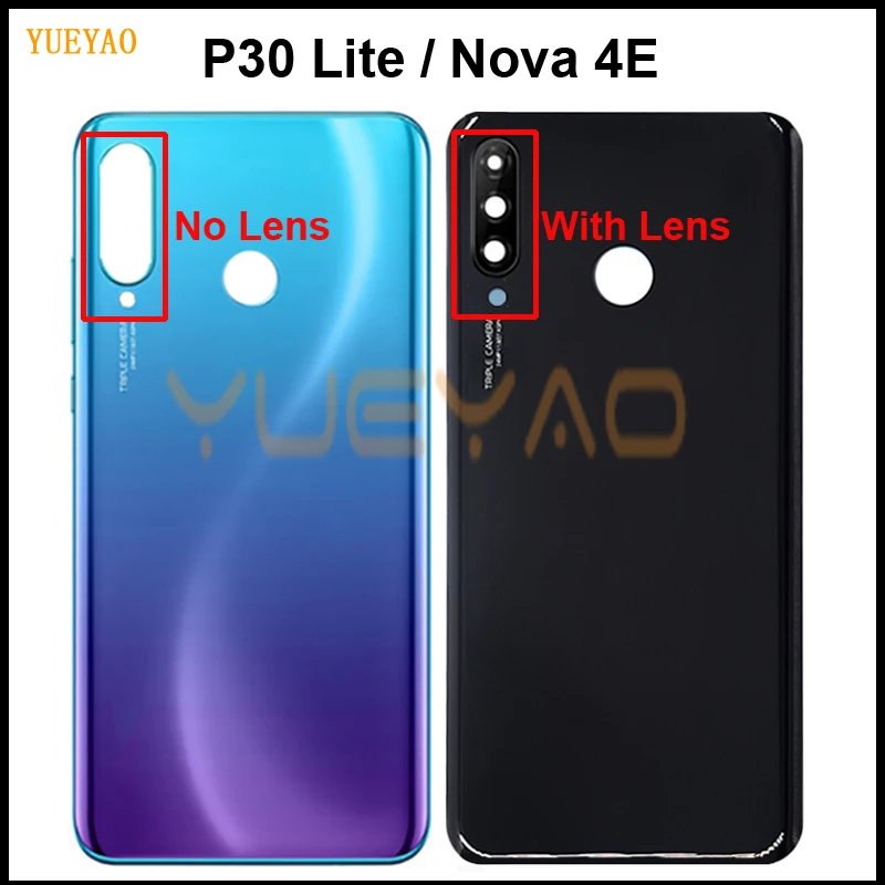 Заднее стекло Huawei P30 Lite крышка аккумулятора задняя корпуса с объективом камеры Nova