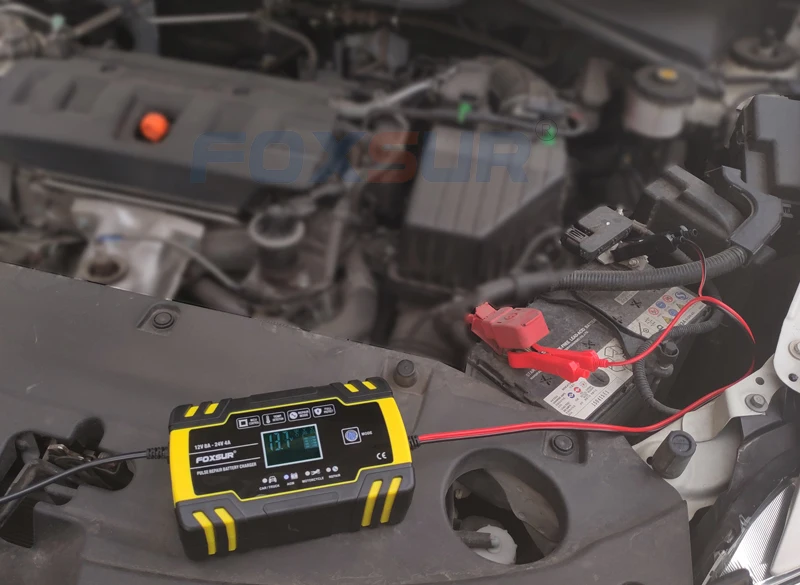FOXSUR 12V 24V 8A Автоматическая умная Батарея Зарядное устройство 3 ступенчатый Смарт