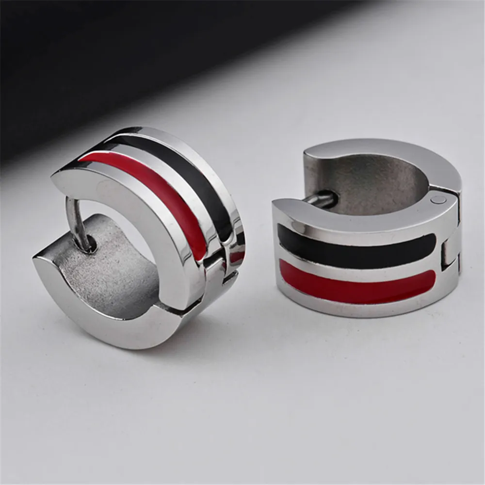 Серьги кольца унисекс из нержавеющей стали белые синие красные черные