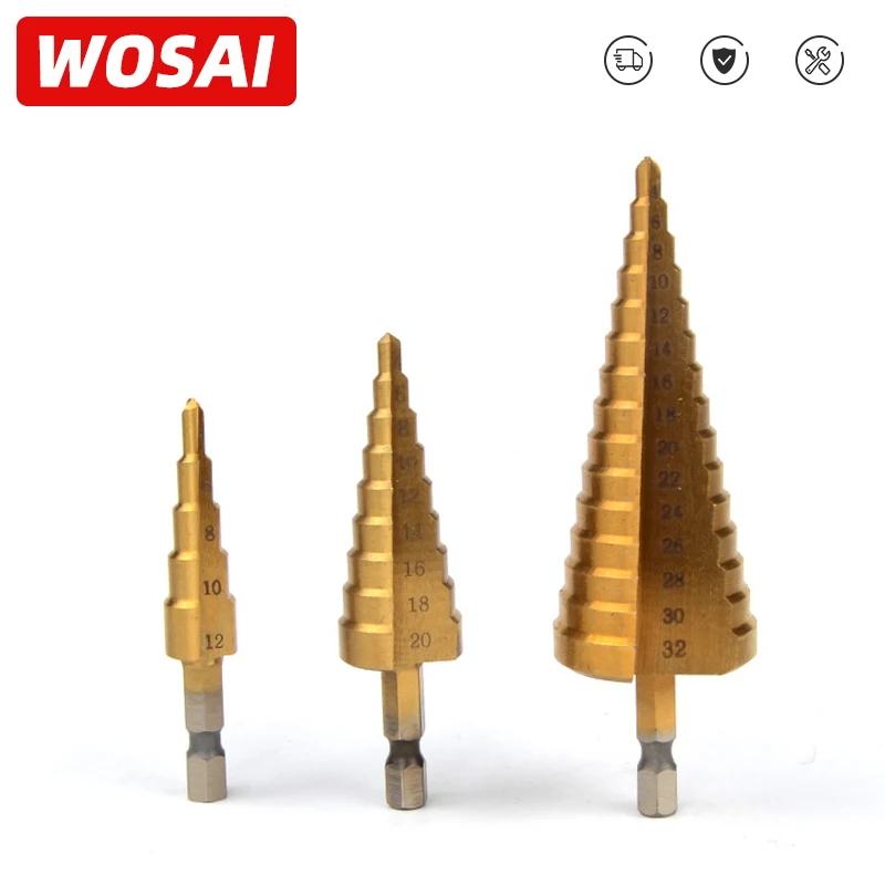 WOSAI 3 шт. Метрическая спиральная Флейта Шаг HSS сталь 4241 конус титановое покрытие