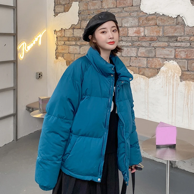 

Chaqueta de algodón para mujer, abrigo cálido, chaqueta holgada de manga larga, abrigo con cremallera, novedad de invierno, 2021