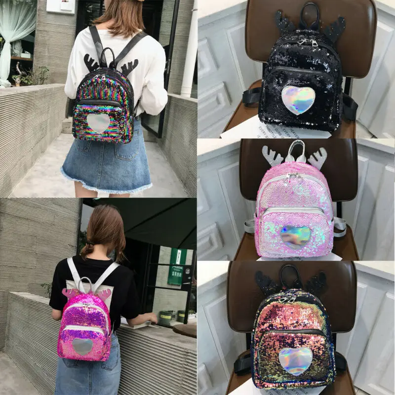 Shining Women's Unicorn Sequins School Backpack Girls Student Teenage Travel Party Mini Shoulder Bag Kids Small | Багаж и сумки
