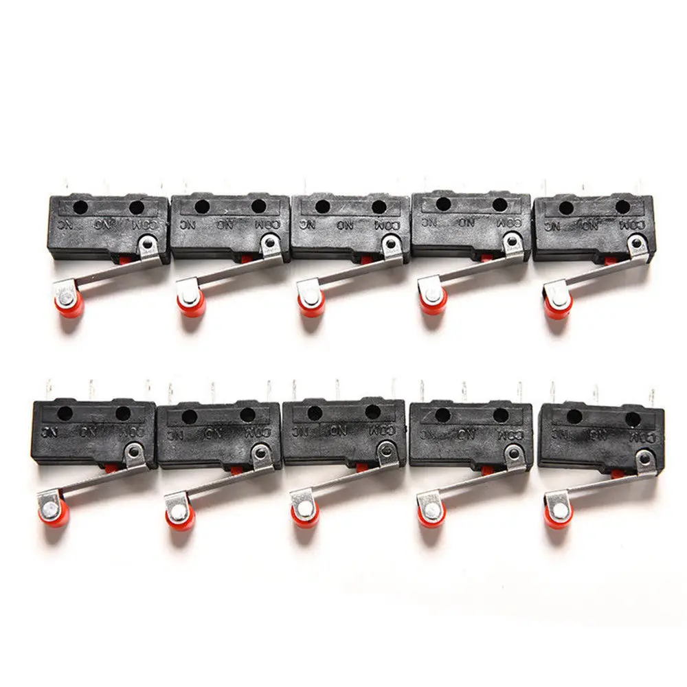 

10x Micro Roller Lever Arm Open Close Switches PCB Circuit Board 5A 125V-250V