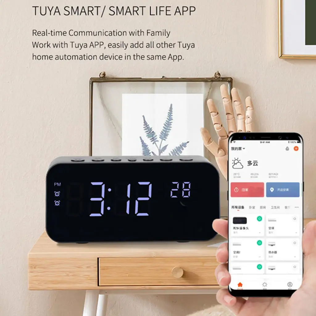 Mini Camera Clock, 1080P WiFi Wireless IR Night View Dual Alarm Clock for Indoor Monitoring