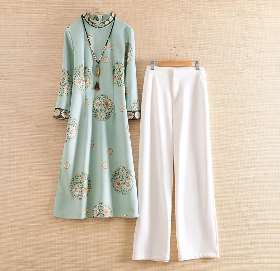 Высококачественный цветочный женский комплект из 2 предметов винтажное платье