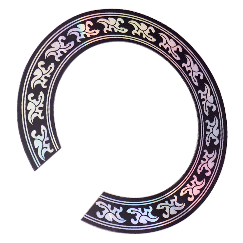 

Finest 40 41inch Acoustic Guitar Sound Hole Sticker Black w / Chrome Pattern