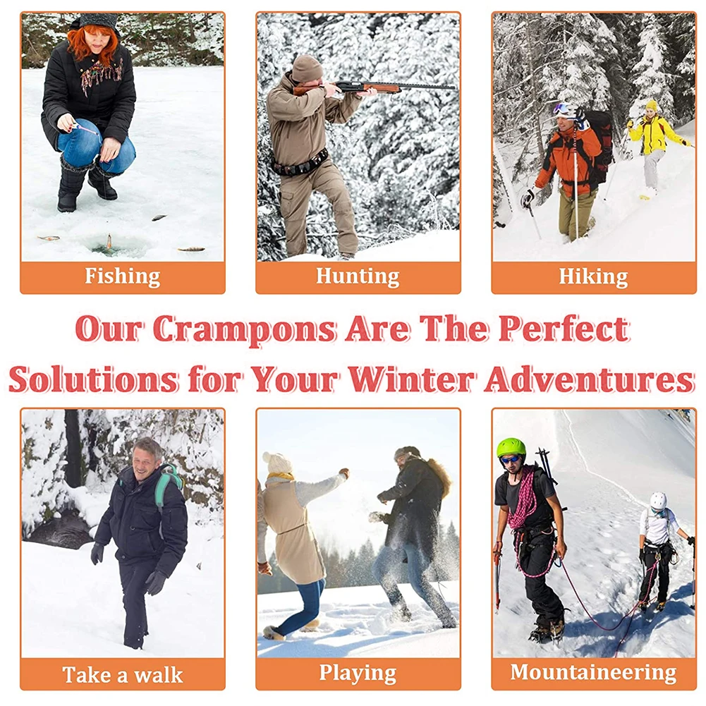 

10 Teeth Ice Gripper For Shoes Snow Crampons Anti-Slip Ice Gripper Hiking Cleats Spikes Traction Ice Floes 10 Stud Shoes Grip