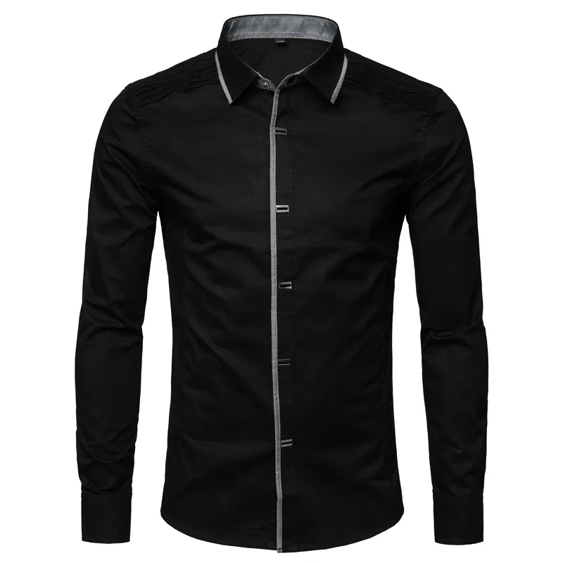 Мужская рубашка из 100% хлопка брендовая Новинка мужские рубашки с металлическими