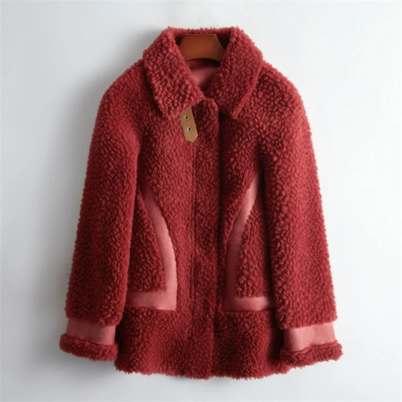 

Winter Wool Keep Warm Women Coat Solid Color Soft Zipper Jacket Fashion Loose Plus Size Turndown Collar Ladies Overcoat M101